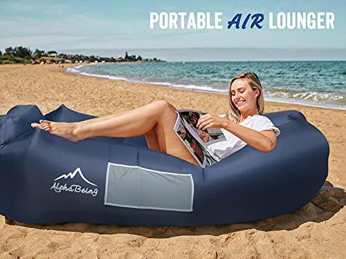 AlphaBeing Inflatable Lounger and Waterproof Wool Outdoor Blanket