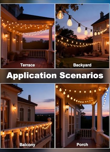 150FT Outdoor String Lights Waterproof, 50+2 Shatterproof S11 LED Bulbs, Extra Long Patio Lights for Outside, Bistro Cafe Decor, Backyard Garden Hanging Lights, Outside Fence Light String - size: 150FT