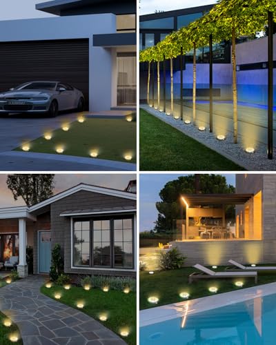 btfarm 30 Pack Solar Lights Outdoor, 8 LED Solar Ground Lights IP65 Waterproof Flat Solar Disc Light, Pathway Lights for Garden Lawn Patio Yard Path Landscape, Warm White - color: Warm White, size: 30 Pack
