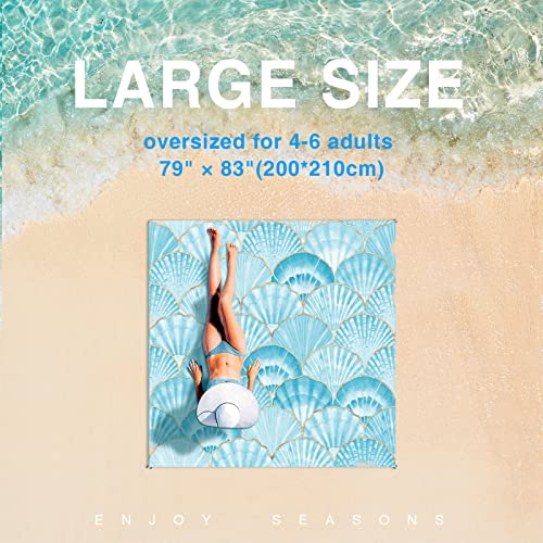 Beach Blanket Sandproof Waterproof Beach Mat Sand Free Waterproof 79 x 83 Oversized Beach Blanket Sandproof Beach Mat Waterproof Beach Blanket Portable Camping Blankets for Travel, Camping, Hiking - color: Blue Shell