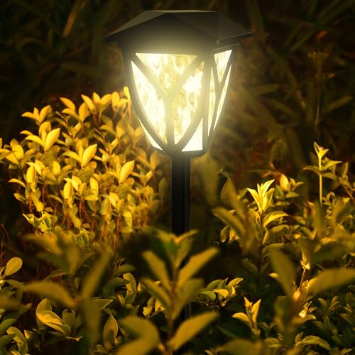 Ensenior Solar Lights Outdoor, 6-Pack LED Solar Garden Lights for Pathway Yard Patio Walkway Planter Walkway Landscape Lighting, IP65 Waterproof, Energy-Efficient Landscape Lighting, 3000K - color: 3000K-Warm White