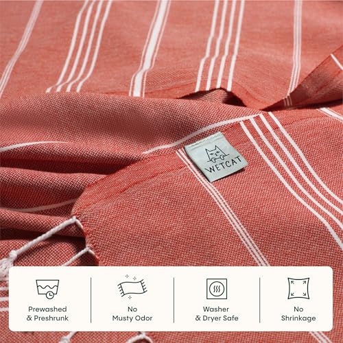 WETCAT Turkish Beach Towel Oversized (38"x71") 100% Turkish Cotton, Made in Turkey - Sand Free, Extra Large, Ultra Soft, Quick Drying, Compact & Lightweight for Travel - Red - color: Red, size: Beach Towel (38" x 71")