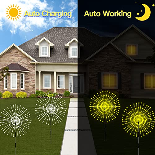 Solar Garden Lights 4-Pack Waterproof Decorative Pathway Firefly Lights for Courtyard & Garden Party Warm White - color: Warm White