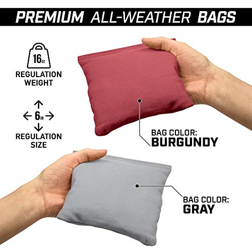 GoSports 4 ft x 2 ft Regulation Size Wooden Cornhole Boards Set - Includes Carrying Case and Bean Bags (Choose Your Colors) Over 100 Color Combinations - color: Gray & Burgundy