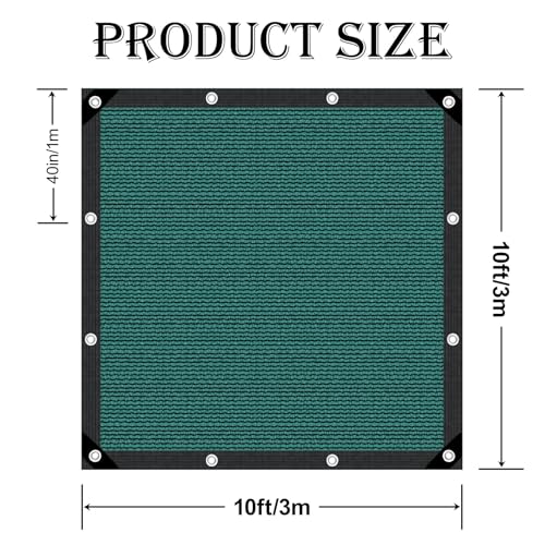80% Garden Shade Cloth Sun Shade Fabric – UV Resistant Durable Sunblock Netting for Plants,Outdoor Patio,and Greenhouse Coverage[Green 10×10FT] - size: 10×10FT