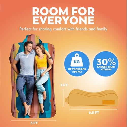 Chillbo Inflatable Couch – Unique Designs - No-Pump Setup, Ripstop Polyester, Stability Pegs, Fun Prints - Portable Air Inflatable Lounger for Beach, Camping, Festivals, and Tailgating - color: Desert Daydream, size: X-Large