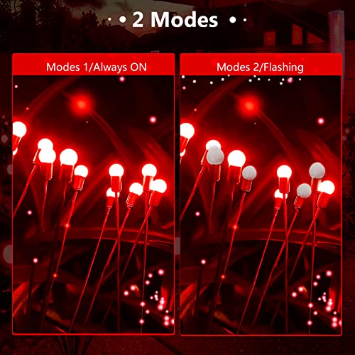 6-Pack Red Solar Outdoor Light for Garden Decorations, 48 LED Super Bright Solar Firefly Lights (Sway by Wind), New Upgraded Fairy Lights Outdoor Waterproof for Outside Pathway Patio Yard Porch(Red) - color: Red, size: 6 Pack
