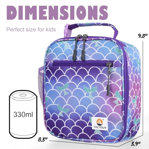 CaCTOUR Lunch Box Kids,Premium Insulated Lunch Bag for Girls Boys,Soft Bag Mini Cooler Back to School Thermal Reusable Lunch Bag for Work School Picnic (Mermaid) - color: C-Mermaid