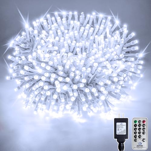132FT 400 LED Christmas Tree Lights, Bright Cool White Outdoor Christmas String Lights for House, Fairy Lights with 8 Modes, Waterproof & Durable Indoor Outdoor Decor, Timer Included - color: Cool Whtie, size: 400LED