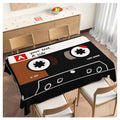 Retro Audio Cassette Dinner Tablecloth Table Cover, Plastic Audio Cassette Tape 52x70 Inch Table Cloth Dust-Proof Table Cover Protector for Home Restaurant Picnic Camping BBQ - color: Retro Audio Cassette