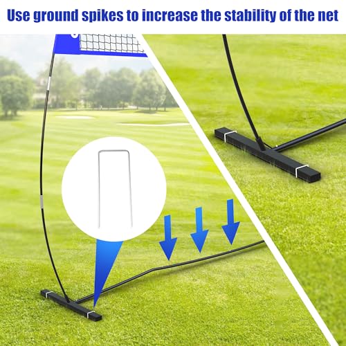 Volleyball Net, 14FT Freestanding Volleyball Net for Backyard, Adjustable Height and Instant Setup, Professional Portable Training Practice Set for Indoor and Outdoor with Carry Bag