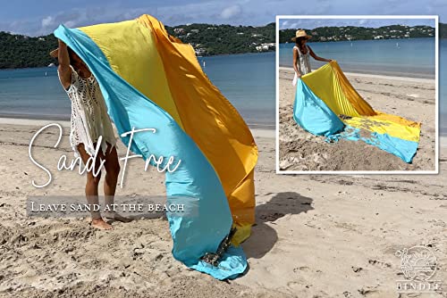 BINDLE Eco-Beach Blanket 84"x80" Large, Recycled Lightweight Material, Sand Free Water Resistant Sandproof, Oversized Portable Picnic Mat for Outdoors Camping Travel, Beach Vibes - color: Beach Vibes, size: L-7'x7' (1-4 persons)