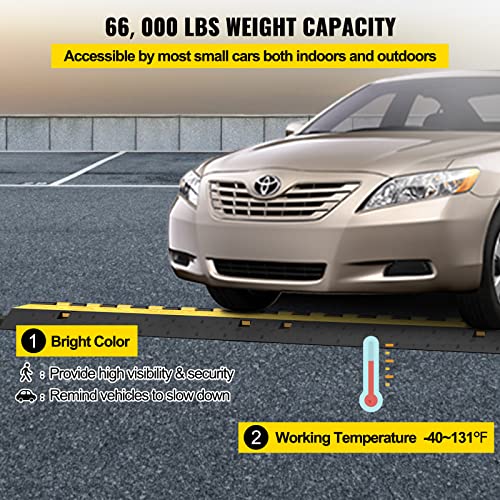 VEVOR 4 Pack Rubber Cable Protector Ramp 2 Channel Heavy Duty 66,000LB Load Capacity Cable Wire Cord Cover Ramp Speed Bump Driveway Hose Cable Ramp Protective Cover - style: 4 Pcs