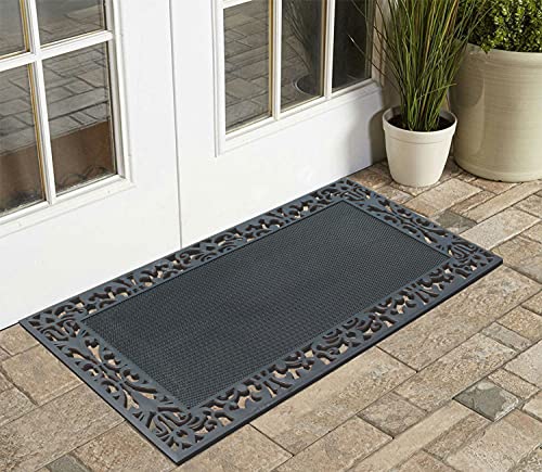 A1 Home Collections 100% Rubber Doormat for Outside Entrance, Non-Slip Heavy Duty Front Door Mats, Thin Profile Hight Traffic Areas Mat - 30" x 48", Rubber Grey - color: Rubber Grey