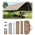 Naturehike PU18000MM+ Heavy Duty Waterproof Camping Tent Tarp with Poles, 12x16ft 6-12 Person Large Camping Awning, Anti-UV UPF2000+ Camping Sun Shelter Canopy for Travel, Beach, Car Camp - size: Large