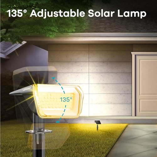 Linkind Solar Spot Lights Outdoor Waterproof IP67, 60 LED Solar Flood Lights 30% High Conversion Landscape Lighting for Garden Yard Pathway (4 Pack, Warm White) - color: Warm White, size: 4 Pack