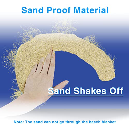 Beach Blanket - Sandproof Waterproof & Lightweight - Blue - 83" X 79" - Fits 4-6 Persons - Compact & Portable - Ideal for Beach, Camping, Hiking & Picnicking - color: Blue Gray