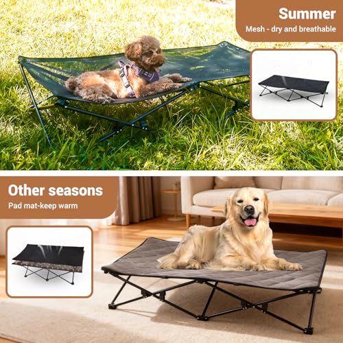 KingCamp Elevated Dog Bed for XL Dogs, Outdoor Raised Cooling Pet Cot Bed with Washable Breathable Mesh & No-Slip Feet Perfect for Camping, Backyard, Indoor Use (XL, Black) - size: X-large