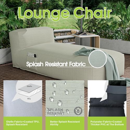 Outdoor Bean Bed Chair Sun Lounger, Outdoor Couch Sofa for Patio & Pool, Foam Filling Day Bed Furniture, Comfy Lazy Sofa for Outside, Water-Resistant Seating (Light Green, 70'' L) - color: Light Green, size: 70'' L Standard Back