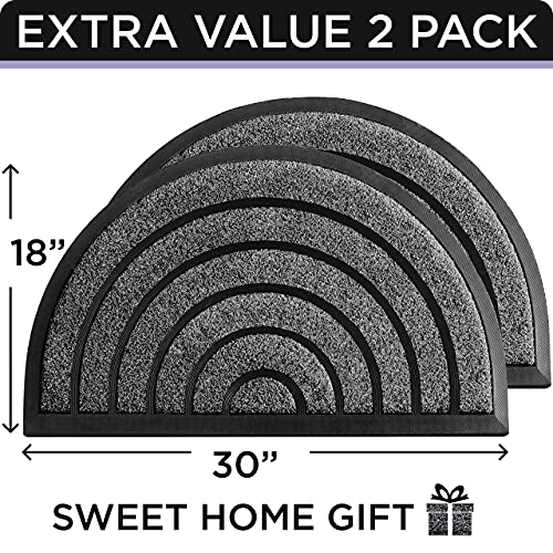 ubdyo 2 Pack Heavy Duty Door Mat Outdoor Entrance - Muddy Dirt Trapping Outdoor Mats - Low Pile Front Door Mat Outside Entrance - Anti Slip Indoor Doormat - 30'' x 17'', Bright Grey
