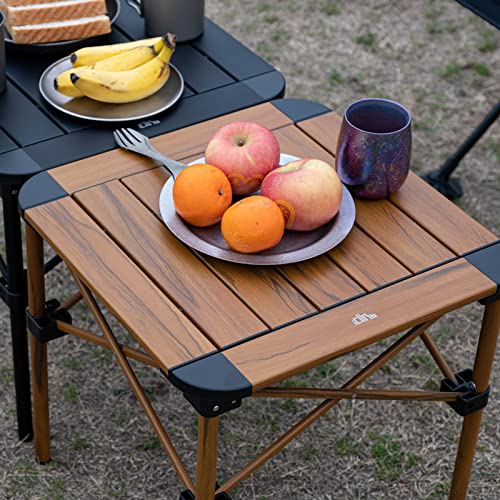 iClimb Lightweight Stable Alu. Folding Square Table Roll Up Top with Carry Bag for Camping Picnic Backyards BBQ Camp Kitchen (Nature, S) - color: Nature, size: Small