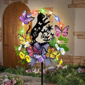 Cat Solar Lights Outdoor Garden,Silhouette Cat with Butterflies Waterproof Garden Stake for Yard, Lawn,Best Gifts for Women - color: Black Cat