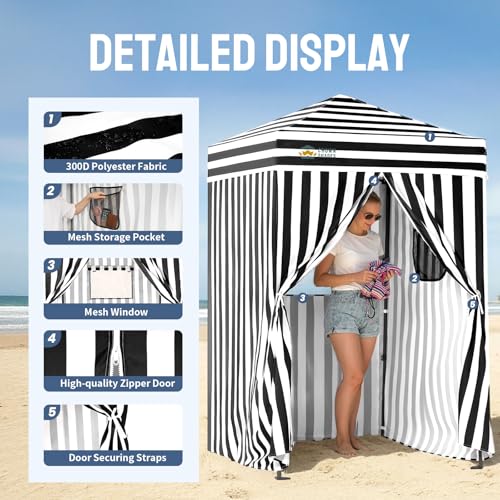 CROWN SHADES 5x5 Pop Up Changing Tent, Patented One-Push Center Lock Portable Changing Room, Privacy Canopy for Camping, Poolside, Beach, Photoshoots, Black/White - color: Black/White, size: 5X5 FT