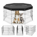 VEVOR Dog Playpen, 8 Pcs 30"H x 24"W Panels Foldable Metal Pet Exercise Pen, Dog Fence Indoor and Outdoor Pen with Door, 600D Oxford Fabric Top Cover, Pet Playpen for Dogs, Cats, Other Small Animals - size: 8 panels 30*24in, style: Playpen + Top Cover
