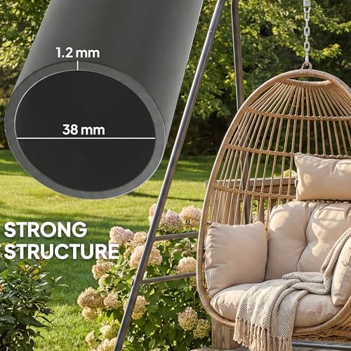 Outsunny Hammock Chair Stand, Free Standing Heavy Duty Hanging Swing Chair with Anti-Slip Foot Pads, 2 Carabiners, for Relaxation, Indoor and Outdoor Use, Gray - color: Gray