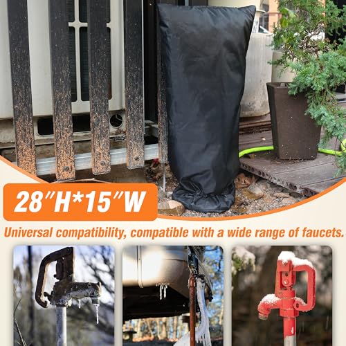 Gardzen 2 Pack XXL Outdoor Faucet Cover for Winter Freeze Protection, Pipe Covers for Winter, Long Faucet Socks 15" W x 28" H - size: 2-Pack 15" W x 28" H