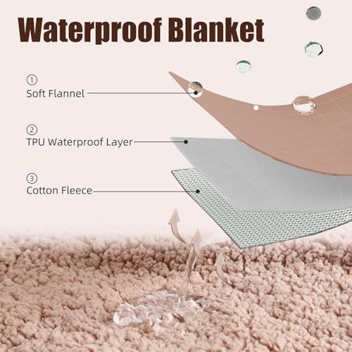 Makigued Waterproof Dog Blanket for Couch & Bed, Reversible Sherpa Fleece Pet Throw with Quiet TPU Barrier, Machine Washable Furniture Protector for Large Dogs & Cats, Queen Size 80x90 Inch, Cream - color: Cream, size: Queen(80"*90")