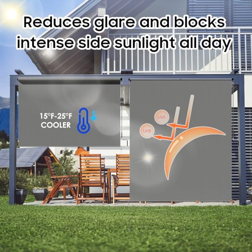 48" W x 72" L Heavy-Duty Outdoor Roller Shades - Waterproof Exterior Blinds for Porch/Backyard, 90% UV Protection Cordless Shade System, Dark Grey - color: Manual-dark Grey, size: 48"W x 72"H
