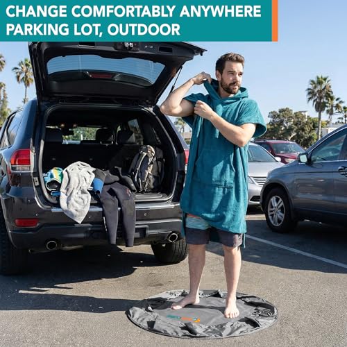 SUN CUBE Wetsuit Changing Mat & Waterproof Surf Bag – Drawstring Dry Bag for Surfing, Kayaking & Beach – 30” Leakproof Portable Gear Mat - color: Gray