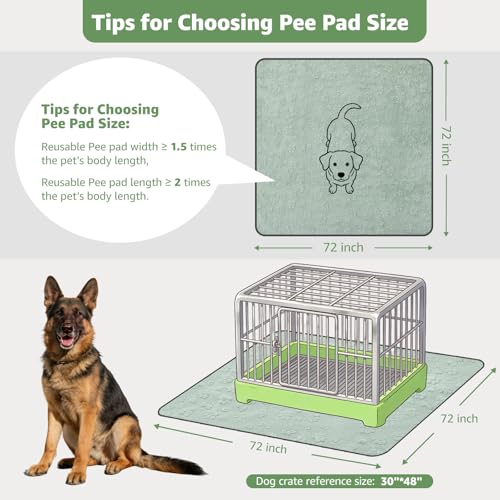 LOOBANI Washable Pee Pads for Dogs: 72"x72" Super Absorbent Reusable Dog Pee Pads Extra Large, Waterproof and Leakproof Whelping Pad for Potty Training, Playpen, Crate,Floor and Bed - color: Green Dog Element, size: 72"x72"(pack of 1)