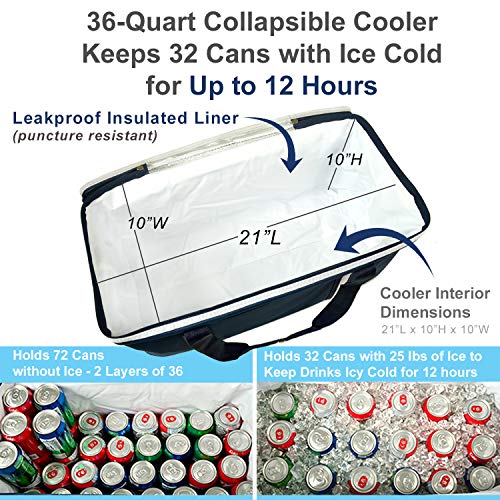 Picnic at Ascot 64 Can Capacity Heavy Duty Collapsible Leakproof Cooler- Designed & Quality Approved in The USA - color: Trellis Blue
