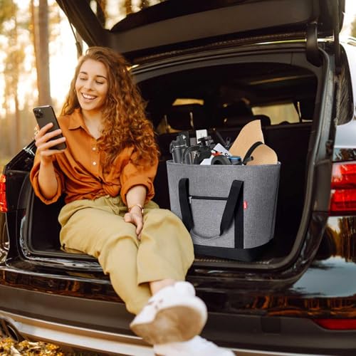 LHZK Jumbo Cooler Bag, Collapsible Leakproof Insulated Bag with Zipper & Handles, Soft Insulated Grocery Bags for Shopping, Travel, Beach, Picnic (50L, Grey) - color: Gray