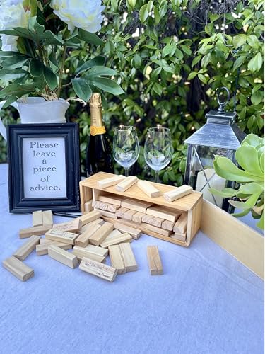 WE Games Wooden Block Stacking Party Game for Adults, Tumble Tower Wedding Guest Book Alternative, Tabletop Games, Includes Storage Case, 12 inches - color: Black