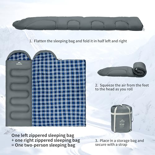 Naturehike Lightweight Compact Sleeping Bag, 59℉/32℉ Envelope Ultralight Backpacking Sleeping Bag Portable, Waterproof with Compression Sack for Cold&Warm, Camping, Traveling, Hiking - color: Gray