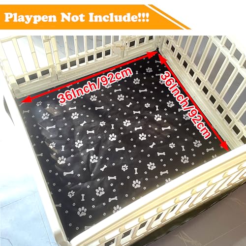 Dog Playpen Bottom for 36" Inch Pet Playpen with 4 Panels, Dog Crate Bottom Pet Tent Puppy Play Pen Bottom, Ideal for Indoor/Outdoor Use. Note: Playpen Not Included (Black) - color: Black