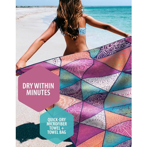 VENTURE 4TH Microfiber Beach Towel: Quick-Dry, Compact, Sand-Free, Absorbent, Sandproof and Lightweight - Perfect for Camping, Beach, and Roadtrips (Bohemian Summer Design | 35x78 inches) - color: Bohemian Summer, size: Extra Large (78" x 35")