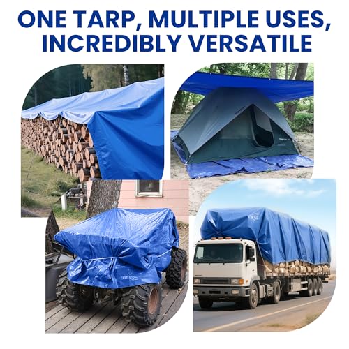 Waterproof Tarps 15 x 20 5-mil Thick Rain Covers Drop Cloths Camping Tarp Blue… - color: 5 Mil Blue, size: 15x20 FT