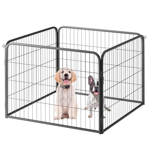 FDW Dog Playpen Kennel - 4 Panels, 24 Inch Height, Indoor/Outdoor Folding Metal Portable Puppy Exercise Pen, Heavy Duty Dog Fence for Yard, Camping - Black - style: 4 Panels