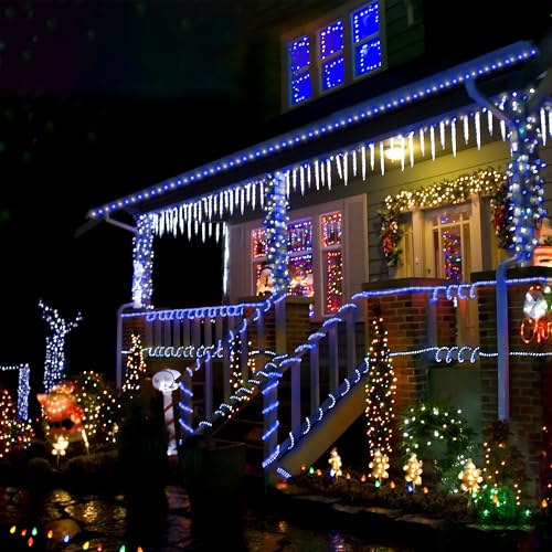 50ft LED Rope Lights Outdoor, 360 LED Connectable and Flexible Tube Lights with 8 Modes, Waterproof LED Rope Lighting for Garden Patio Bedroom Party Pool Indoor Outdoor Christmas Decor (White & Blue) - color: White & Blue, size: 50ft