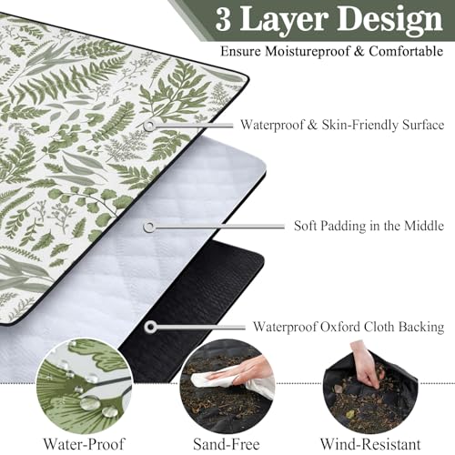 Picnic Blankets Waterproof Foldable Extra Large,80"x 80" Outdoor Beach Blanket Sandproof,3-Layer Lightweight Handy Mat Tote Picnic Camping Rugs for Outside Your Rv (Botanical Fern Plant) - color: Picnic Blankets 7