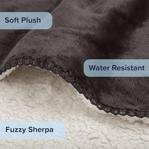 PETMAKER Dog Blanket - 60x80in Reversible Sherpa Blanket - Throw Blankets for Bed, Couch, or Car - Machine Washable Puppy Essentials (Charcoal) - color: Charcoal Gray, size: Large