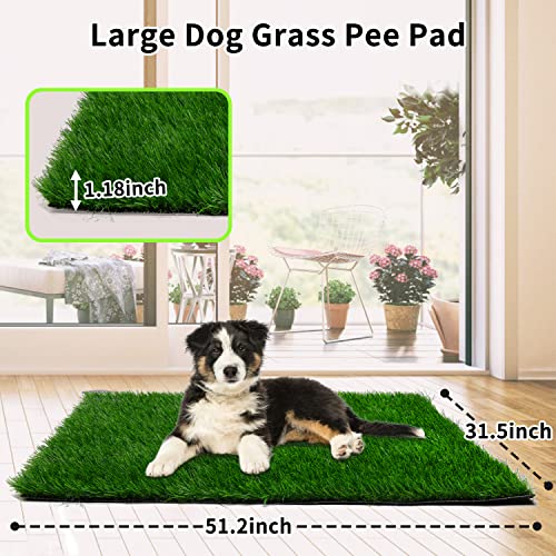 Grass Pad for Dogs 51.2 x 31.5 inches - Strong Absorbency Soft Artificial Grass for Pets Potty Training - Easy to Clean - for Dog Indoor Outdoor Use (1 Pack) - size: 51.2x31.5 Inch