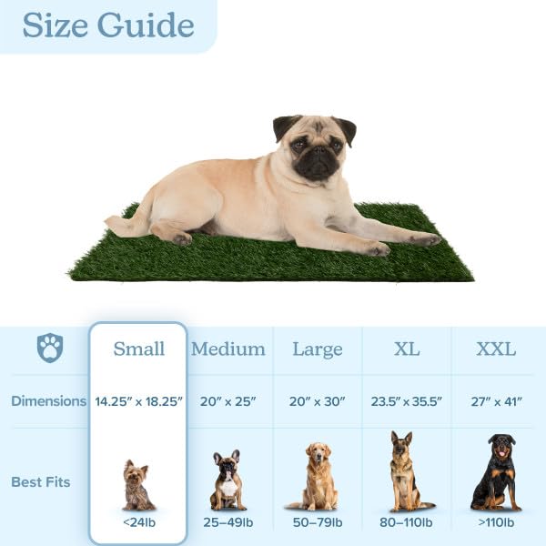 Artificial Grass Puppy Pee Pad for Dogs and Small Pets - Set of Three 18.25x14.25 Inch, Reusable 3-Layer Turf Pads for Dogs - Indoor and Outdoor Fake Grass Potty Pet Supplies by PETMAKER - size: Small 3-layer Replacement Pads