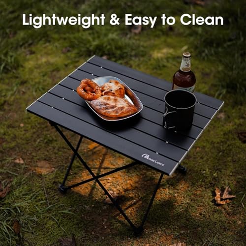 MOON LENCE Ultralight Folding Camping Table, Compact,Portable with Carry Bag, for Outdoor Cooking, Picnic, Camp, Boat, Travel (Black -M) - color: Pure Black, size: Medium
