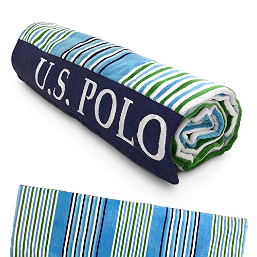 U.S. POLO ASSN. Oversized (40” x 70”) Striped Nautical Design Beach Towel - Luxury Plush Cotton Hotel Quality for Bath, Pool - Port Stripe - color: Port Stripe, size: 40" x 70"