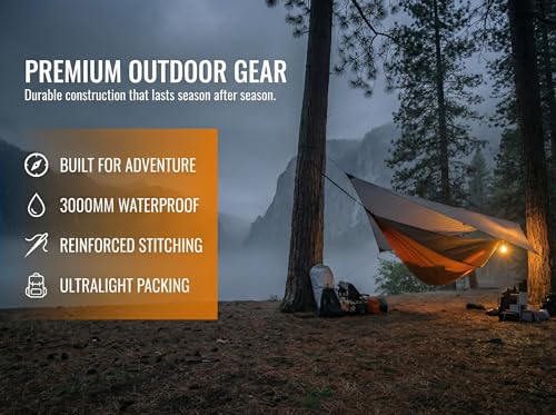 Hammock Tarp - Rain Tarp for Camping Hammock Tent 11 x 9 ft-Camping Gear Must Haves w/Easy Set Up Including Tent Stakes and Carry Bag